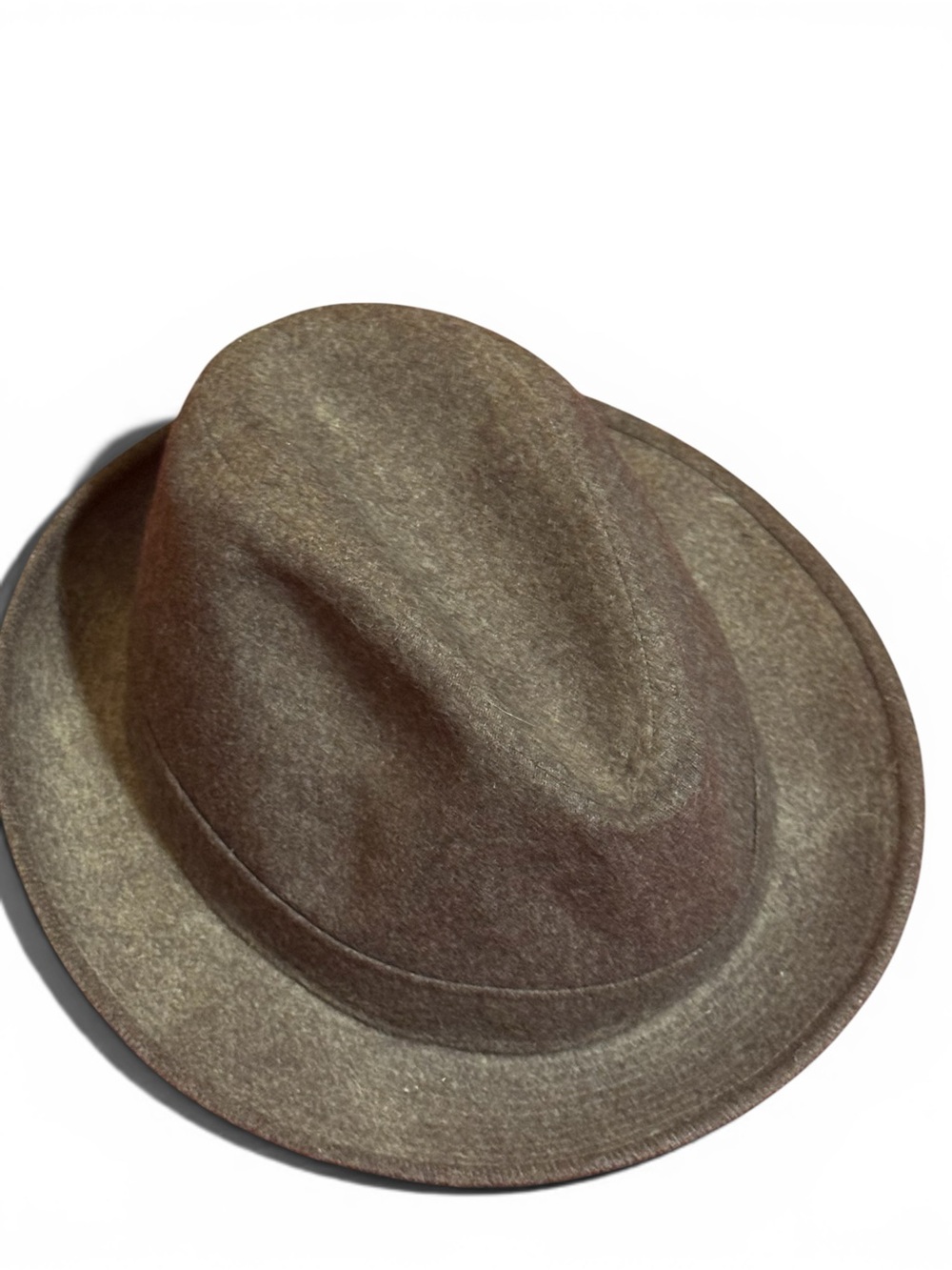 London Fog Dark Brown/Gray fedora with feathers sz 7 3/8 - Picture 4 of 7